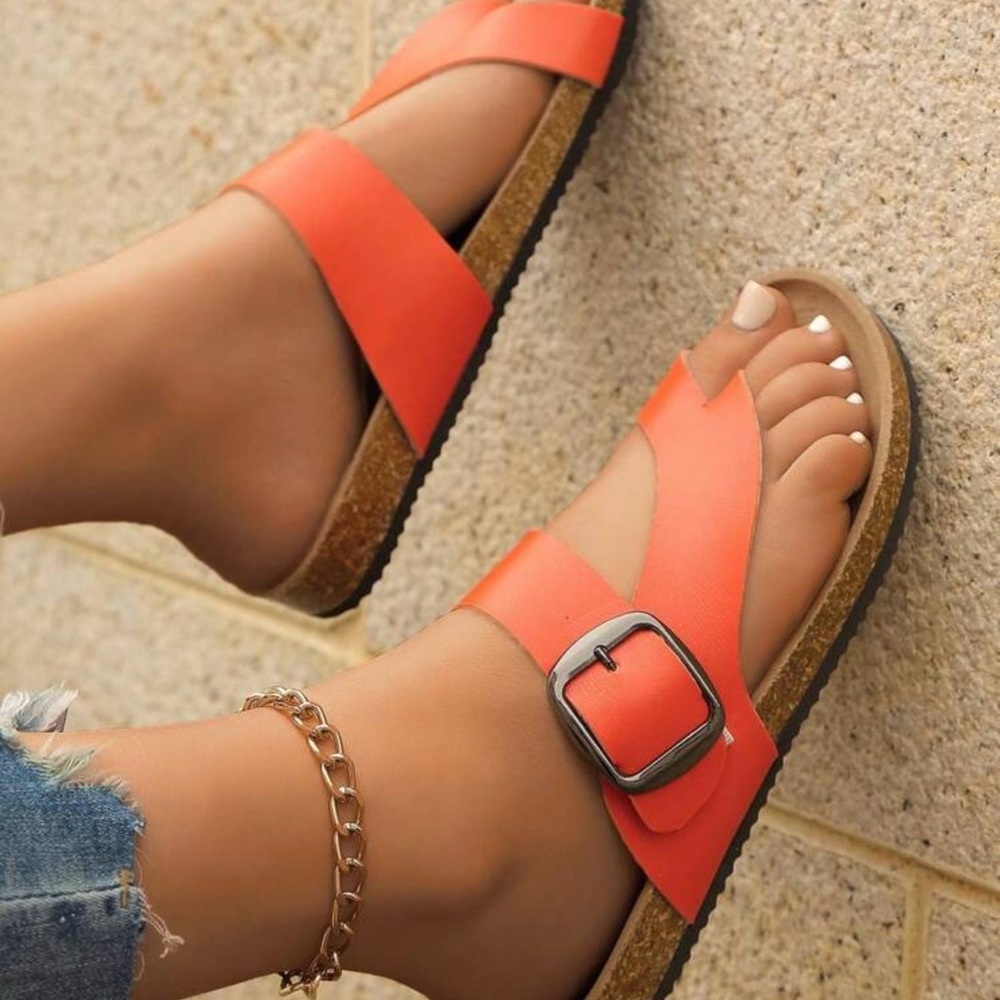 Stylish Coral Sandals with Buckle